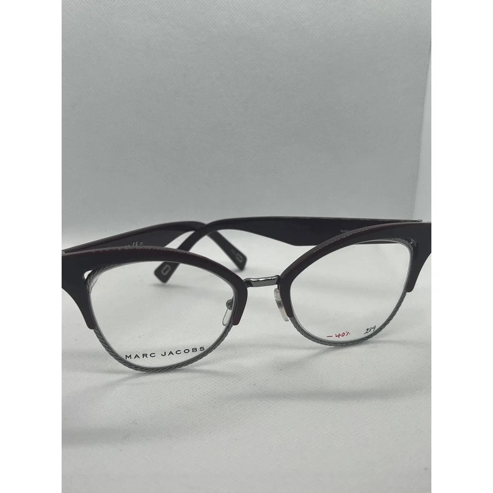 Marc Jacobs Cat‎ Eye Eyeglasses Frames Burgundy Silver Designer Glasses
